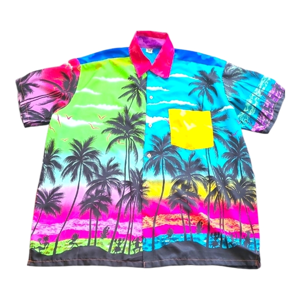 Vibrant Multicolor Palm‎ Tree Shirt Mens XXL